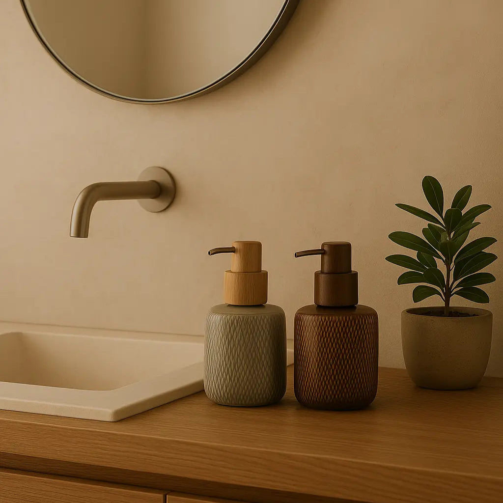 Duo de distributeurs en grès et bois BLISS