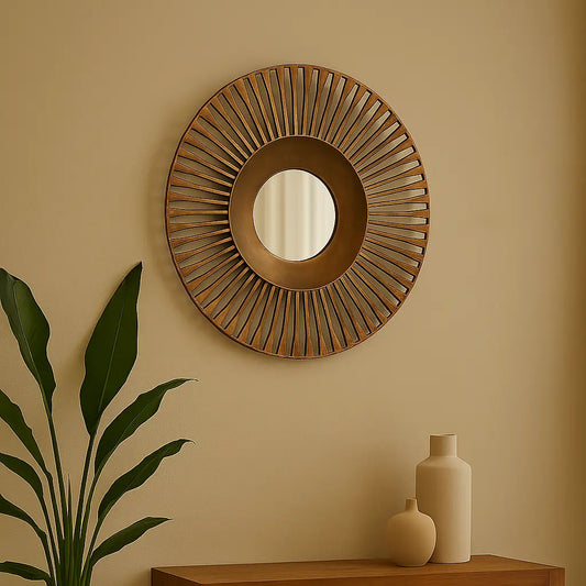 Miroir mural rond effet soleil MEDUSE