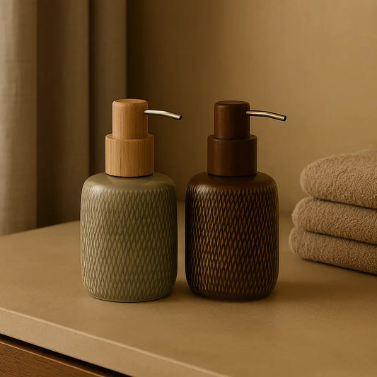 Duo de distributeurs en grès et bois BLISS