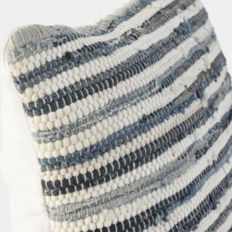 Coussin texturé rayures bleues CÔME