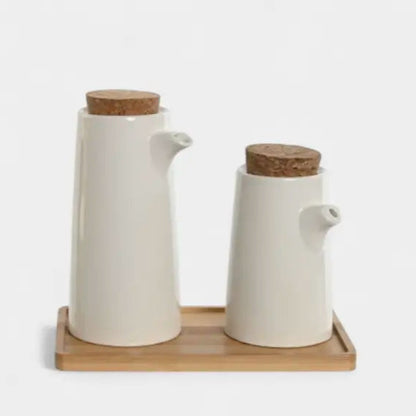 Duo de huiliers en céramique beige KALE