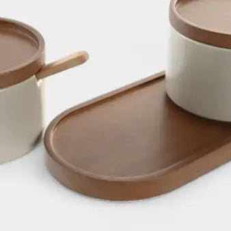 Set de trois pots à épices en céramique et bois KORI