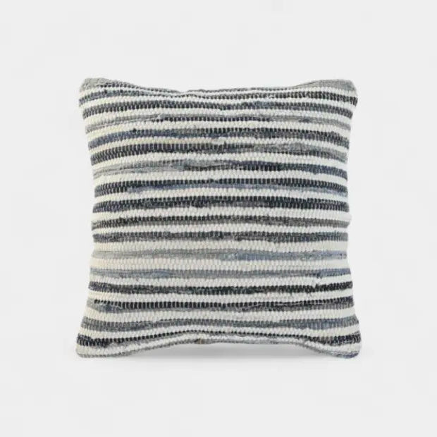 Coussin texturé rayures bleues CÔME