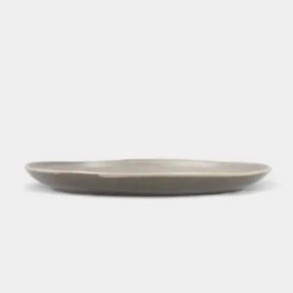Assiettes plates taupe AMANDA (Lot de 4)