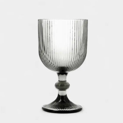 Verres sur pied rayé en verre fumé, GARONNE