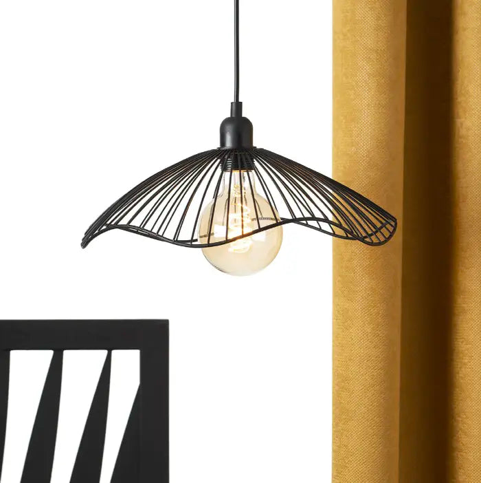 Suspension fleur en métal noir LIAM