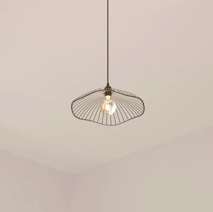 Suspension fleur en métal noir LIAM
