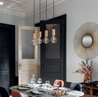 Suspension style industriel en bois LAURA