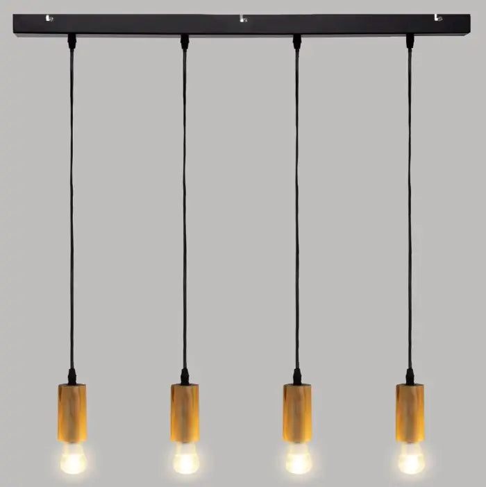 Suspension style industriel en bois LAURA