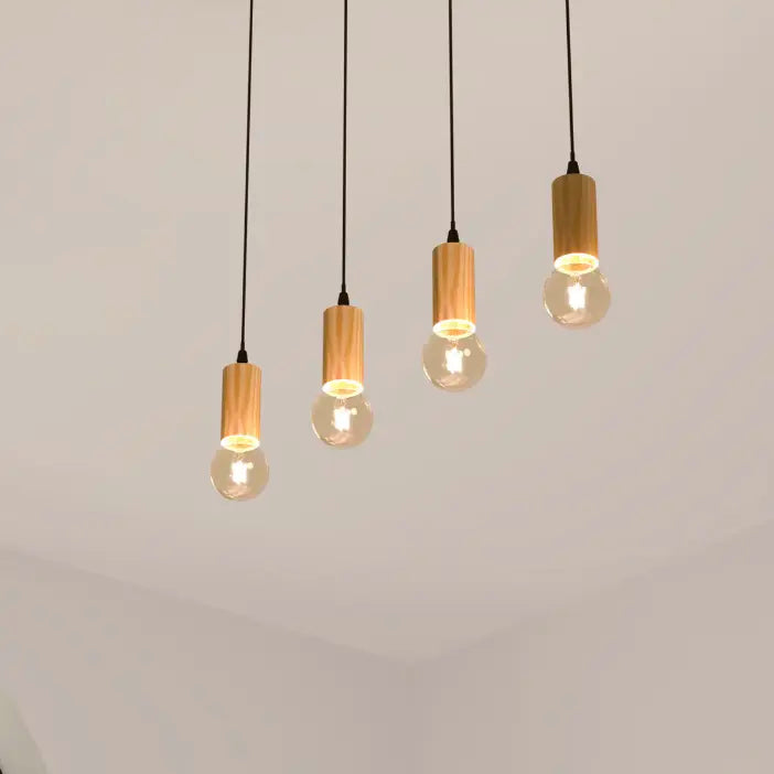 Suspension style industriel en bois LAURA