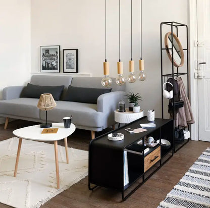 Suspension style industriel en bois LAURA