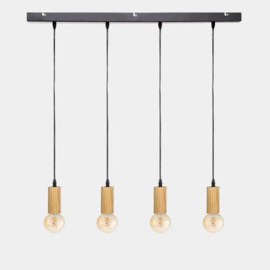Suspension style industriel en bois LAURA