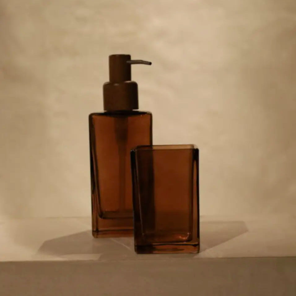Distributeur de savon en verre fumé marron BOURBON