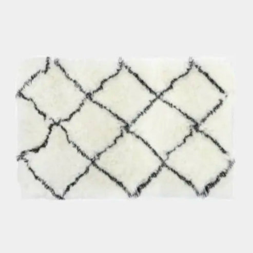Tapis blanc à losanges noirs, THALIA S - 120 x 180
