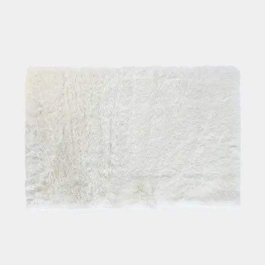 Tapis en fourrure blanche contenant de la soie, TEDDY S - 120 x 180