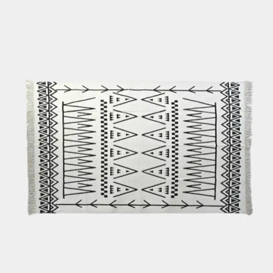 Tapis blanc à motifs noirs, TAHINA - 160 x 250