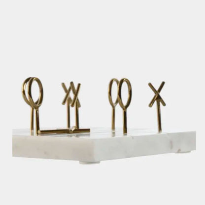 Jeu de morpion décoratif en marbre et pièces dorés DALI