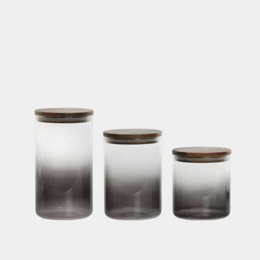 Set de bocaux en verre fumé KENDRA (3 unités)