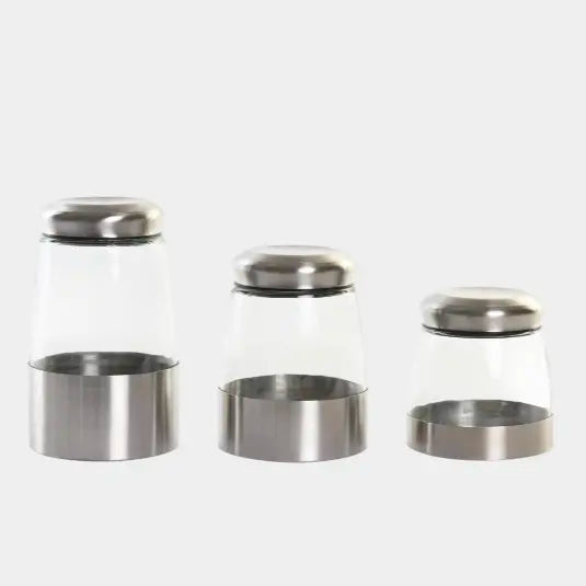 Set de bocaux verre et acier inoxydable KIANA (3 pièces)