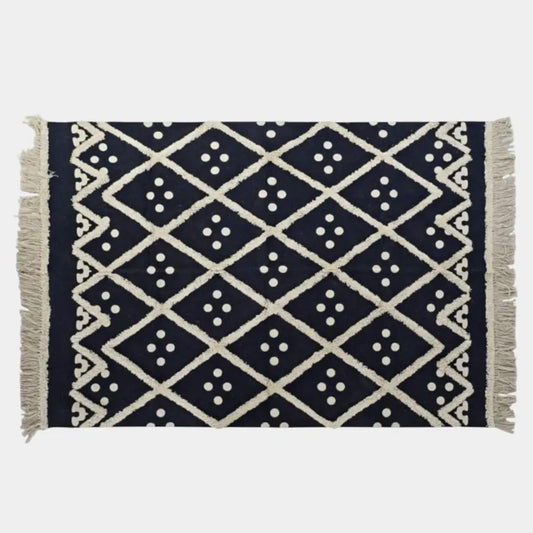 Tapis losange bleu marine TIM - 160 x 230