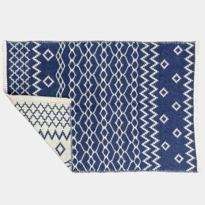Tapis bleu et blanc réversible TANGI - 120 x 180
