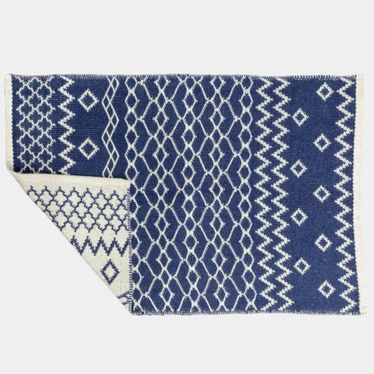 Tapis bleu et blanc réversible TANGI - 120 x 180