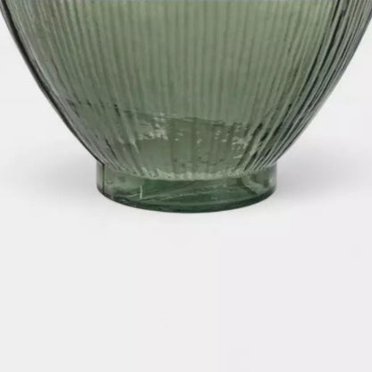 Vase bouteille dame jeanne vert en verre recyclé strié ÉLOI