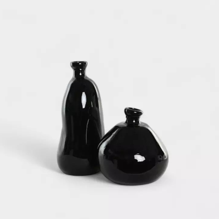 Vase dame jeanne en verre recyclé noir JULIE