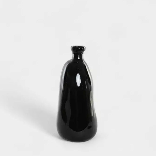 Vase dame jeanne en verre recyclé noir JULIE