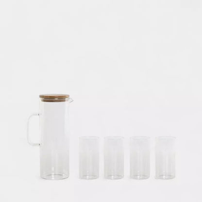 Set carafe et verres en verre borosilicate avec couvercle bambou ERNEST