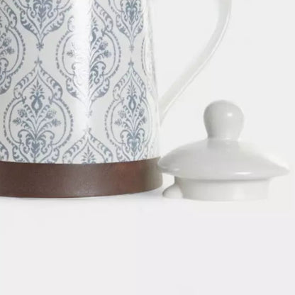 Théière en grès décoré bleu et blanc THALIE