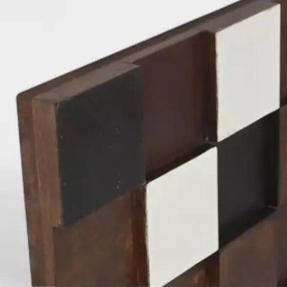 Tableau mural en bois 3D – Damier naturel