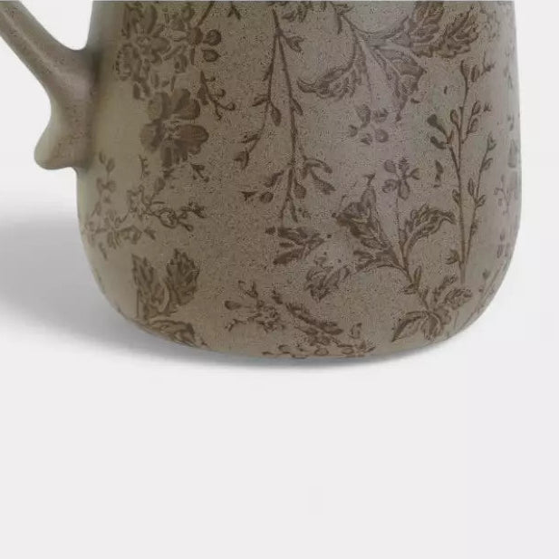 Pichet en grès à motif floral marron CAMÉLIA