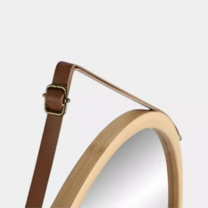 Miroir rond à sangle cuir MONTAINE