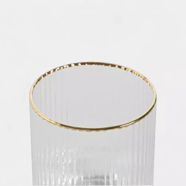 Set de 6 verres striés transparents bord doré CLÉO