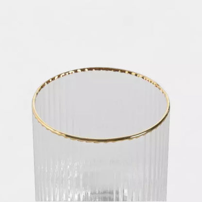 Set de 6 verres striés transparents bord doré CLÉO