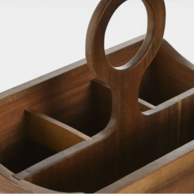 Panier à couverts en bois d'acacia KALU