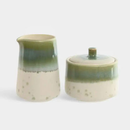 Laitière et sucrier vert et blanc KOUMY