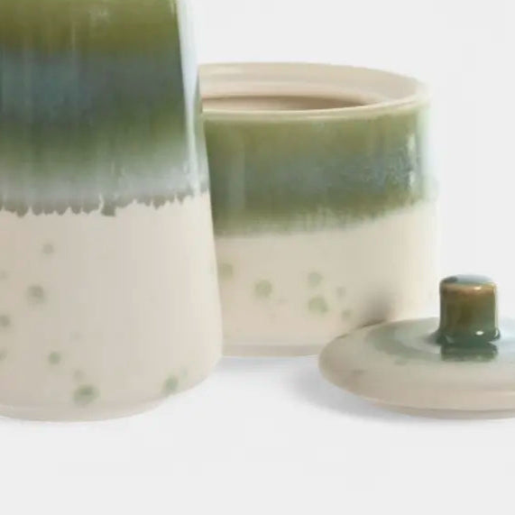 Laitière et sucrier vert et blanc KOUMY