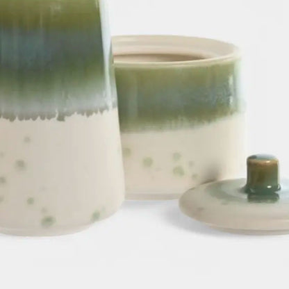 Laitière et sucrier vert et blanc KOUMY