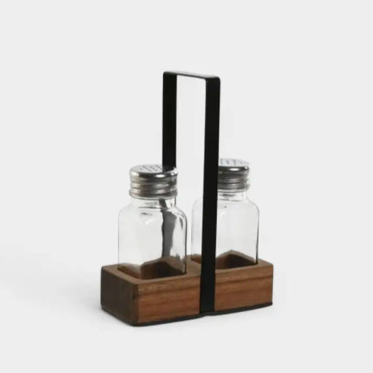 Salière et Poivrière noir et bois d'acacia KAONA