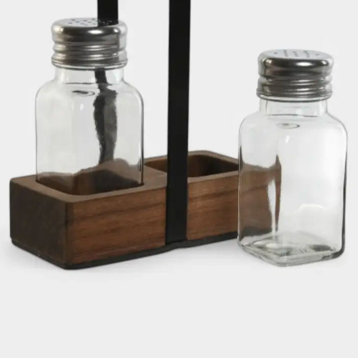 Salière et Poivrière noir et bois d'acacia KAONA