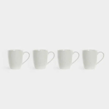 Ensemble de 4 mugs DKD Home Decor Blanc Naturel Bois d'hévéa Grès 300 ml 19 x 13 x 31 cm