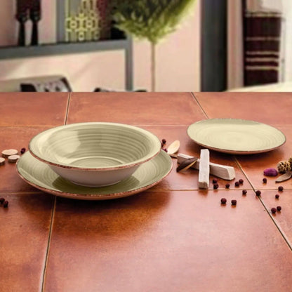 Set de vaisselle en céramique vert ARMAND (18 Pièces)