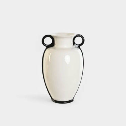 Vase en céramique bicolore blanc et noir VASOR L