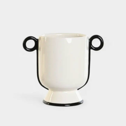 Vase en céramique bicolore blanc et noir VASOR S