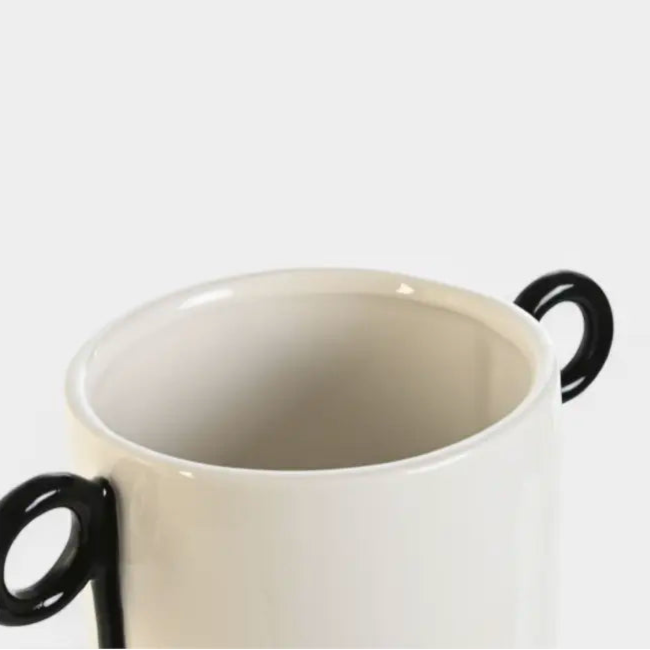 Vase en céramique bicolore blanc et noir VASOR S
