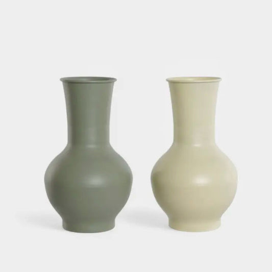 Lot de 2 vases en métal Vert & Crème VELOUR