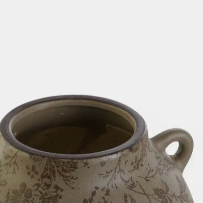 Vase en grès brun à motif végétal VAELIA XS
