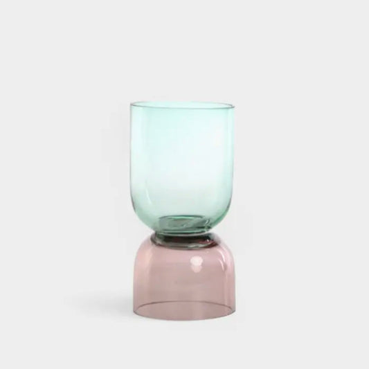 Vase en verre bicolore bleu et rose VALINE